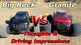 Arrma Big Rock Crew Cab vs Granite 4x4 3S BLX impressions and thoughts [upl. by Penny]