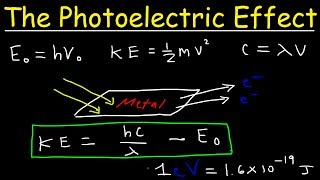 Photoelectric Effect Work Function Threshold Frequency Wavelength Speed amp Kinetic Energy Electr [upl. by Nelli]