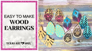 DIY PAINTED WOODEN EARRINGS [upl. by Skyla]