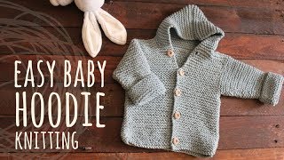 Tutorial Easy Baby Knitting Hoodie Cardigan [upl. by Ennasor]