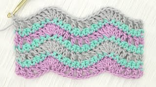 Simple Wave Stitch Crochet Tutorial [upl. by Ahtenak]