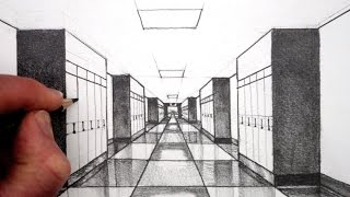 How to Draw 1Point Perspective for Beginners A Hallway [upl. by Enined128]