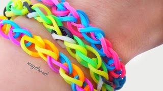 PULSERA DE GOMITAS SIMPLE con telar Rainbow loom [upl. by Jehius439]