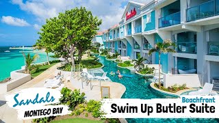 Oceanfront SwimUp Butler Suite OSS  Sandals Montego Bay  Complete Walkthrough Tour amp Review 4K [upl. by Yednil]