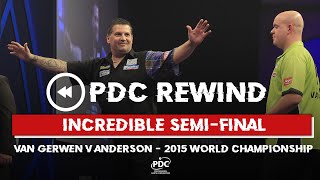 BRILLIANT SEMIFINAL Anderson v Van Gerwen  2015 World Championship Semi Final [upl. by Artimas]