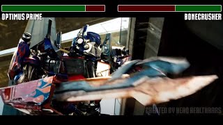 Optimus Prime vs Bonecrusher fight WITH HEALTHBARS  HD  Transformers [upl. by Suoivatco]