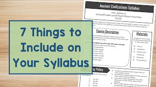 7 Things to Include on Your Syllabus  Syllabus Templates [upl. by Fagan]