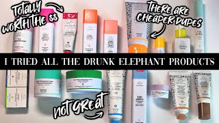 I TRIED ALL THE PRODUCTS DRUNK ELEPHANT MAKES  Best  Worst  DUPES [upl. by Merlina]