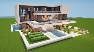 GROßE MODERNE VILLA in MINECRAFT bauen TUTORIAL HAUS 174 [upl. by Yeldah820]