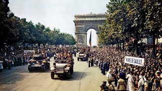 American Troops Liberate Paris  WW2 Film From 1944 HD and Color [upl. by Griffin]