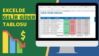 EXCELDE GELİR GİDER TABLOSU YAPIMI  2020  EXCEL 751 [upl. by Annadiana]