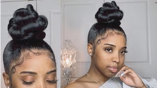 How To Top Knot Bun on Natural Hair  Braiding Hair [upl. by Ahsayn697]