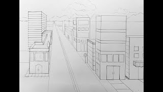 Cityscape in 1point Perspective [upl. by Aniwde980]