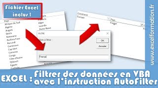 Comment filtrer des données en VBA sur Excel [upl. by Ariek]