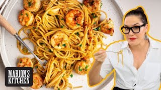 Spicy Garlic Shrimp Spaghetti  Marions Kitchen [upl. by Eecyac]