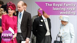 The Royal Family leaving Princess Eugenies wedding [upl. by Ilaire]