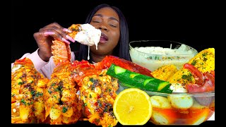 SEAFOOD BOIL MUKBANG LOBSTER TAIL MUKBANG SEAFOOD ALFREDO  CHEESE SAUCE MUKBANG [upl. by Theurer]