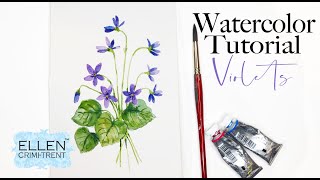 Watercolor Violets Tutorial  EASY for beginners [upl. by Jillana482]