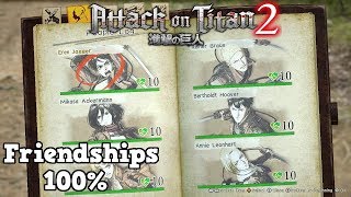 Attack on Titan 2  Max Friendship Characters  Skills Guide [upl. by Hepsoj384]