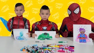 Superhero 5 Marker Challenge Fun With CKN [upl. by Boyden]