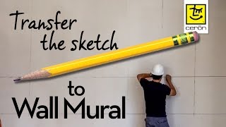 How to Transfer Sketch to Wall Mural  Making the grid for a mural easily [upl. by Ahsyla156]