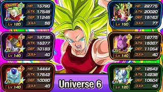 200 LEADER SKILL UPGRADED UNIVERSE 6 CATEGORY TEAM SHOWCASE Dragon Ball Z Dokkan Battle [upl. by Achorn]