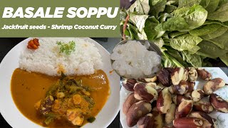 Basale Soppu Jackfruit seed Shrimp coconut curry 🍛 [upl. by Elvera]