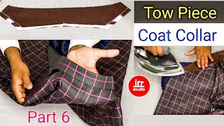 Checks coat stitching part 6  How to sew a 2 piece coat collar  blazer two piece collar Stitching [upl. by Bullard]