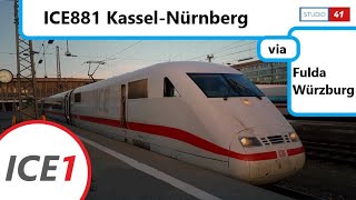 FührerstandsmitfahrtCabride KasselNürnberg ICE881 ICE1 II BR401 [upl. by Eeznyl]