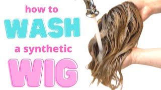 New To Wigs HOW TO WASH A WIG  HOW TO CONDITION A WIG  HOW TO CARE FOR synthetic WIGS [upl. by Ellehctim666]