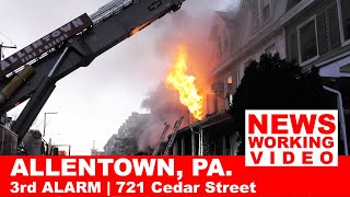 3RD ALARM 6 homes burn in Allentown Pennsylvania [upl. by Alihs]