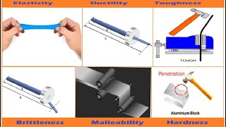 Mechanical properties of materials  Elasticity Ductility Brittleness Malleability Toughness [upl. by Dnomal]