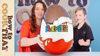 GIANT KINDER amp opening 20YEAROLD Kinder Surprise Eggs How To Cook That [upl. by Camm348]