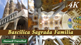 Inside Basilica Sagrada Familia with History – Barcelona Spain 4K [upl. by Nuahsal]