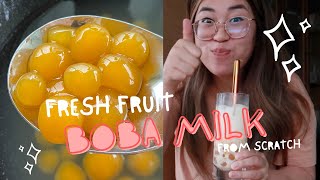 FRESH MANGO BOBA MILK StepByStep Recipe [upl. by Tegirb]