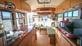 Shuttle Bus Tiny Home Conversion  Full Tour  Better Platform Than Sprinter Van [upl. by Larena10]