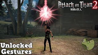 Attack on Titan 2  All Unlocked Gestures [upl. by Nonnelg]