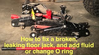 Hydraulic Floor Jack repair fix leaking broken bleed fill O ring how to fix trolley bottle lift [upl. by Orsola923]