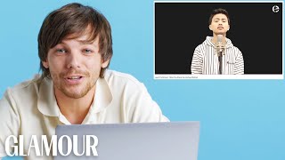 Louis Tomlinson Watches Fan Covers on YouTube  Glamour [upl. by Deeyn17]