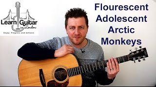 Arctic Monkeys  Guitar Lesson  Flourescent Adolescent  Intro Riff  TAB on screen [upl. by Nohsreg]