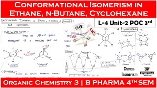 Conformational Isomerism in Ethane nButane and Cyclohexane  Geometrical Isomerism  L4 U2 POC 3 [upl. by Eiramasil]