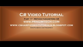 Part 17  C Tutorial  Method parametersavi [upl. by Hammel]