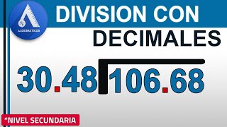 DIVISIÓN CON PUNTO DECIMAL EN EL DIVISOR Y DIVIDENDO Nivel Secundaria [upl. by Ardnac529]