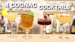 4 COGNAC Cocktails  Cocktail Recipes [upl. by Renruojos]