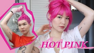 DYEING MY HAIR HOT PINK  athome DIY [upl. by Archie]