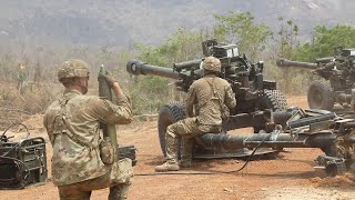 US Army M119A3 Howitzers Direct Fire Practice Exercise [upl. by Segroeg]