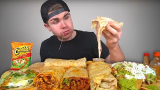 Cheesy Mexican Food Mukbang Round 2 Burritos Loaded Tostada Fish Taco [upl. by Appilihp]