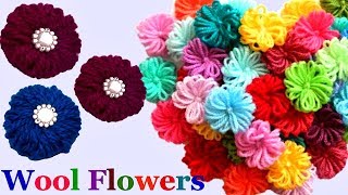 How to make Easy Woolen Flowers step by step  Handmade woolen thread flower making idea  diy [upl. by Joseph]