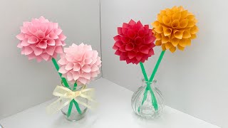 【コピー用紙】ダリア／【Paper Flower】Dahlia Tutorial [upl. by Nnauol635]