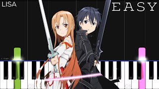 Sword Art Online OP 1  Crossing Field  LiSA  EASY Piano Tutorial [upl. by Razid]